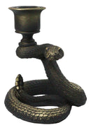 Dark Magic Coiled Serpent Rattle Snake Candlestick Taper Candleholder Figurine