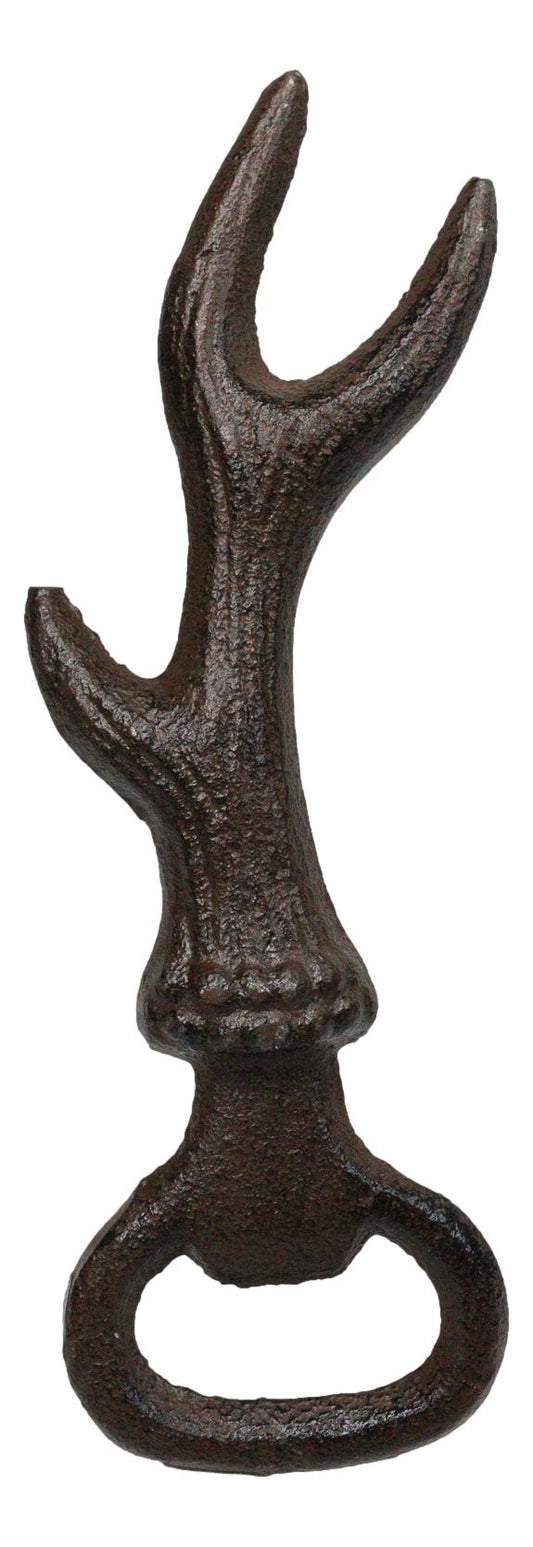 Set Of 2 Rustic Wildlife Cast Iron Stag Deer Antler Hand Beer Bottle Openers