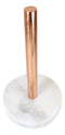 Natural Round White Marble With Copper Tone Metal Rod Modern Paper Towel Holder