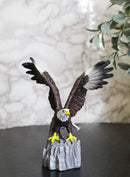 American Pride Bald Eagle with Open Wings by Rocky Cliff Ledge Figurine 5.75"H