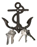 Set Of 4 Cast Iron Rustic Marine Sea Sailor Ship Anchor Double Wall Coat Hooks