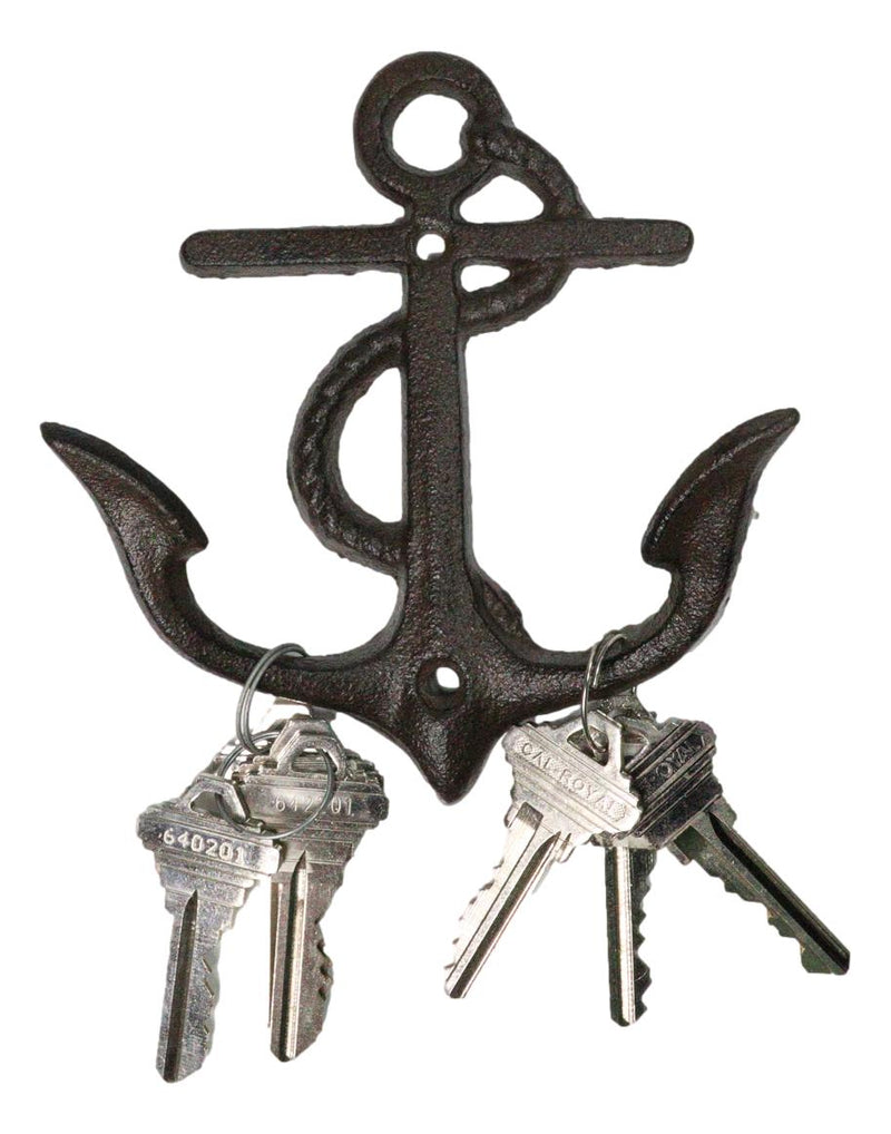 Set Of 4 Cast Iron Rustic Marine Sea Sailor Ship Anchor Double Wall Coat Hooks