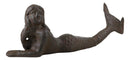 Rustic Cast Iron Nautical Siren Mermaid with Tail Stretched Out Statue 9.5"L