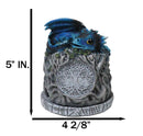 Blue Wyrmling Dragon Sleeping On Tree Of Life Stump Cone Incense Burner Figurine