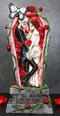 Wedding Bride and Groom Skeletons In Rose Coffin Till Death Do Us Part Figurine