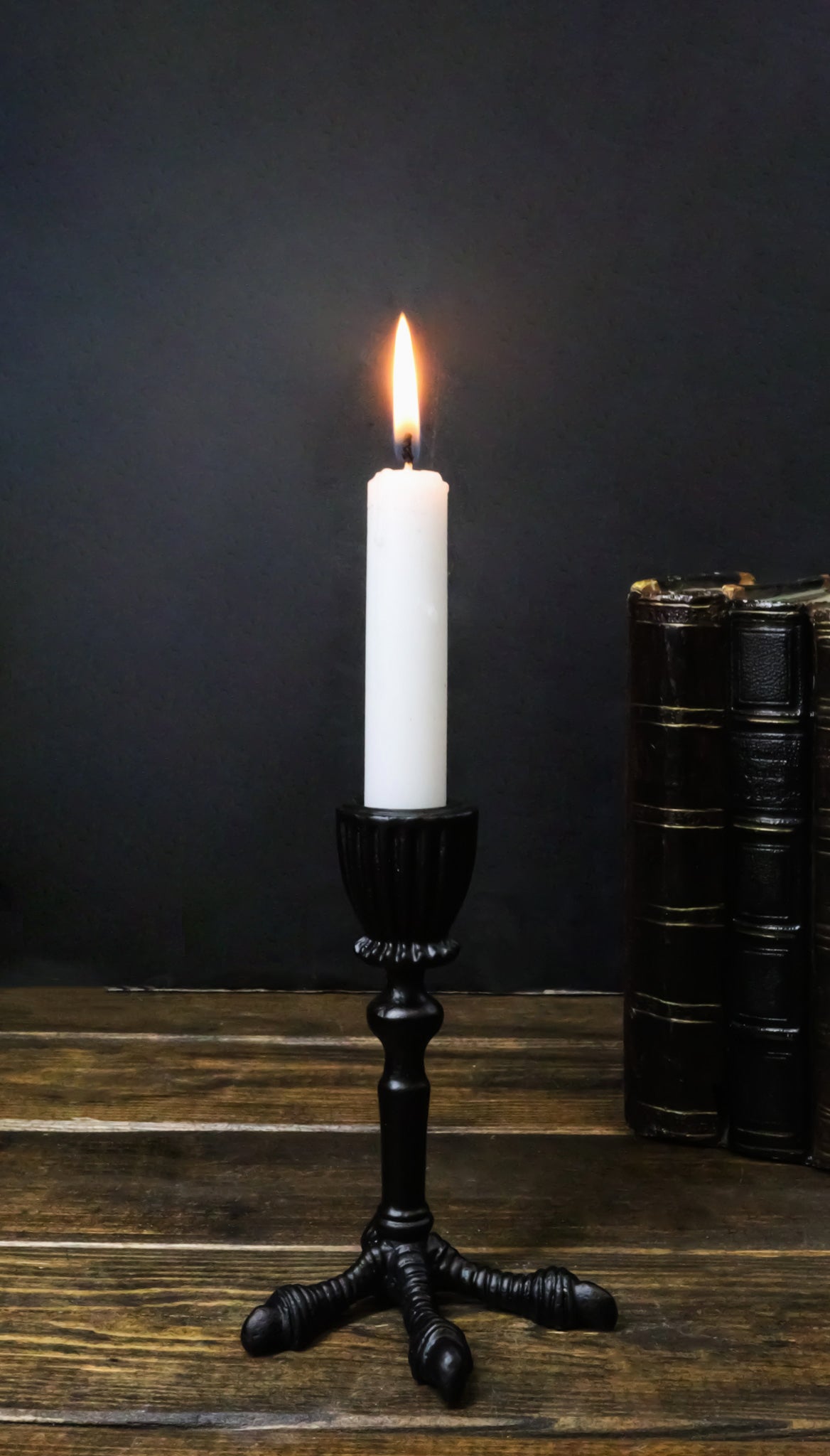 Ebros Mystic Raven Claw Taper Candle Holder Gothic Black Resin Candlestick