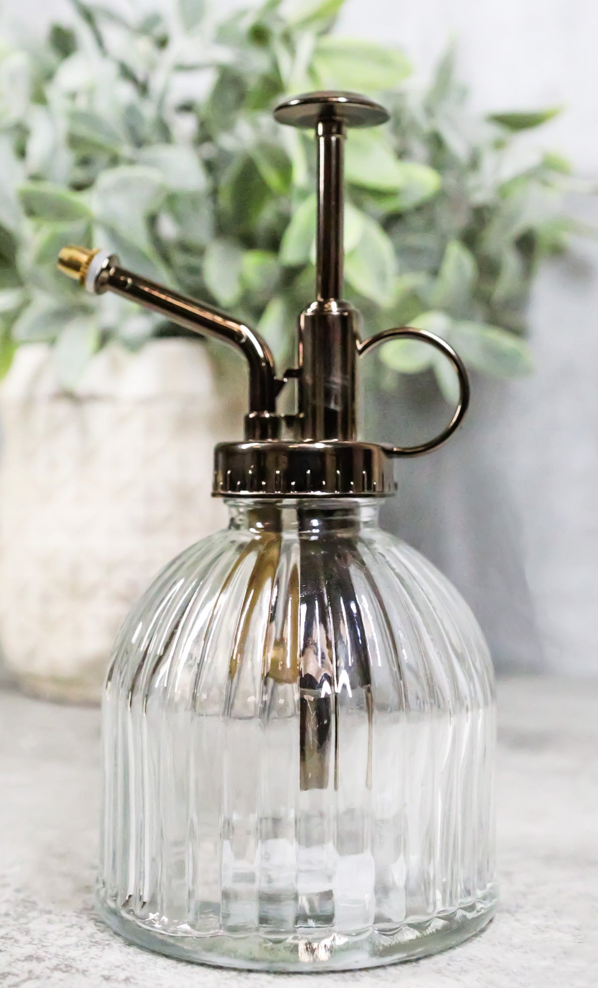 Ribbed Glass Vintage Style Home Botanical Flowers Plant Mister Spray Ornament