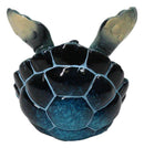 Comical Blue Shelled Sea Turtle On Back Flip Cell Phone Holder Stand Figurine