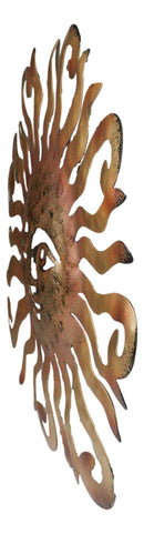 Metal Gold Celestial Heavens Sun Face Belenos Wall Decor Plaque Sculpture 12"H
