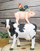 Western Country Rustic Farmhouse Holstein Cow Piglet And Hen Chicken Figurine