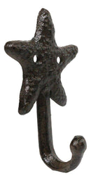 Pack of 6 Cast Iron Marine Sea Horse Anchor Lighthouse Starfish Shell Wall Hooks