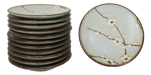Set Of 12 Sakura Cherry Blossoms Japanese Porcelain Appetizer Dessert Plates