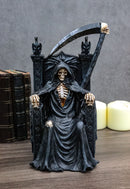 Dark Lord Grim Reaper Seated On Gothic Dragon Throne with Skull Scythe Figurine
