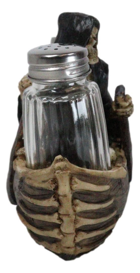 Grim Reaper Charon Skeleton Rowing Boat In River Styx Salt Pepper Shakers Holder