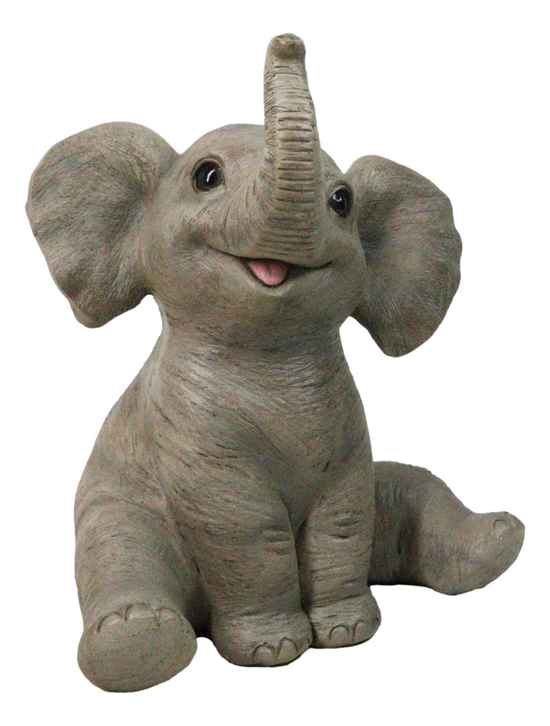 Wildlife African Savanna Elephant Young Calf with Trunk Up Figurine 5"