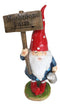 Whimsical Garden Mr Gnome With Hammer and Mushroom Farm Plank Sign Figurine