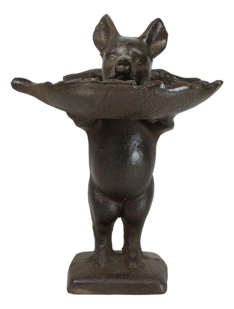 Cast Iron Rustic Western Butler Flying Winged Pig Carrying Leaf Jewelry Dish