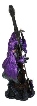 Purple Knight Dragon With Castle Tower And Gothic Sword Letter Opener Figurine