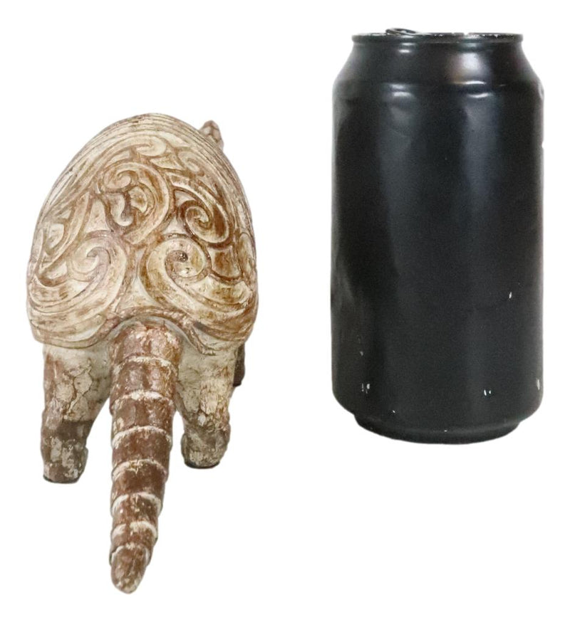 Western Rustic Texas Wild Mammal Armadillo In Tooled Faux Wood Finish Figurine