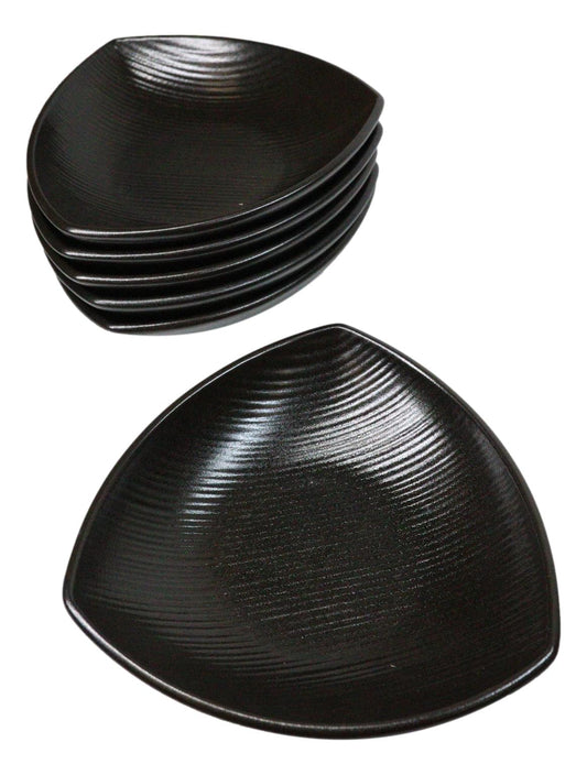 Set Of 6 Kokuyo Black Minimalist Appetizer Salad Triangular Deep Serving Plates