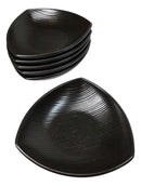 Set Of 6 Kokuyo Black Minimalist Appetizer Salad Triangular Deep Serving Plates