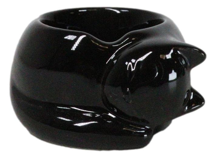 Pack Of 2 Wicca Ceramic Sleeping Black Feline Cat Tea Light Votive Candleholder