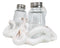 Antique White Nautical Marine Cephalopod Octopus Salt Pepper Shakers Holder Set
