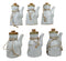 Pack of 6 Porcelain White Brown Reed Soy Sauce Vinegar Oil Dispenser Flask 7oz