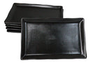 Pack of 6 Black Kokuyo Minimalist Wavy Rectangular Sushi Lunch Plates 7.75" L