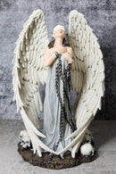 Captive Spirits Blindfolded Standing Angel Tied In Chains By Skulls Figurine