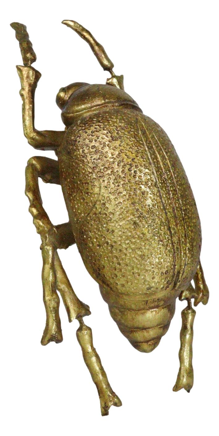 Modern Chic Gold Leaf Carpet Beetle Resin Wall Sculpture Or Table Decor