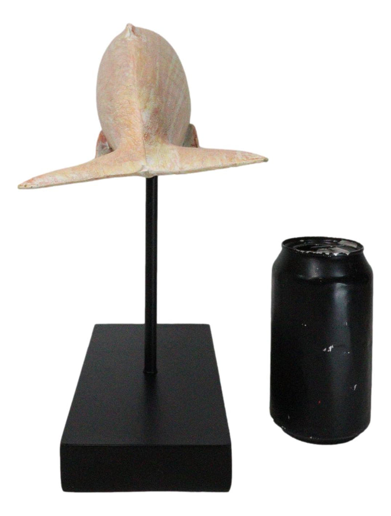 Nautical Marine Contemporary Sperm Whale Fish Faux Wood Sculpture On Pole Stand