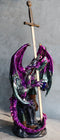 Purple Elite Knight Armored Dragon With Bronze Sword Letter Opener Figurine
