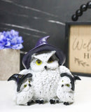 Forest Arctic White Snow Owls Witch Mother with 2 Chicks Family Figurine 5" L