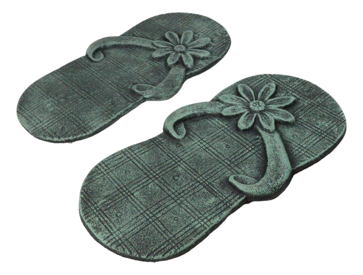 Cast Iron Flip Flop Stepping Stones Set of 2 Beach Getaway Left & Right Sandals