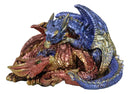 Metallic Iridescent Red and Blue Dragon Family Sleeping Peacefully Figurine