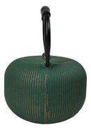 Green Gold Tokusa Vertical Lines Design Tetsubin Larger Cast Iron Teapot 33oz