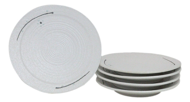 Pack Of 5 Ceramic Yukino Hana Snow Collection Large Round Dinner Plates 10" D