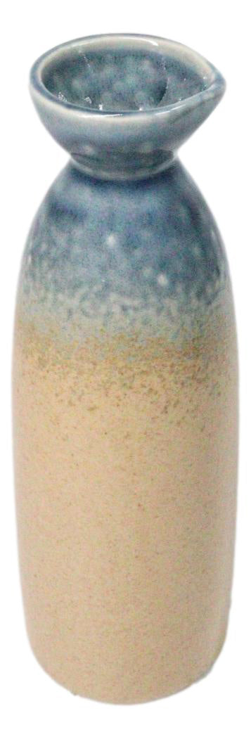 Set Of 6 Porcelain Blue & Sand Ao Nagashi Japanese Wine Sake Tokkuri Flasks 9oz