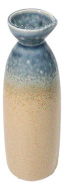 Set Of 6 Porcelain Blue & Sand Ao Nagashi Japanese Wine Sake Tokkuri Flasks 9oz