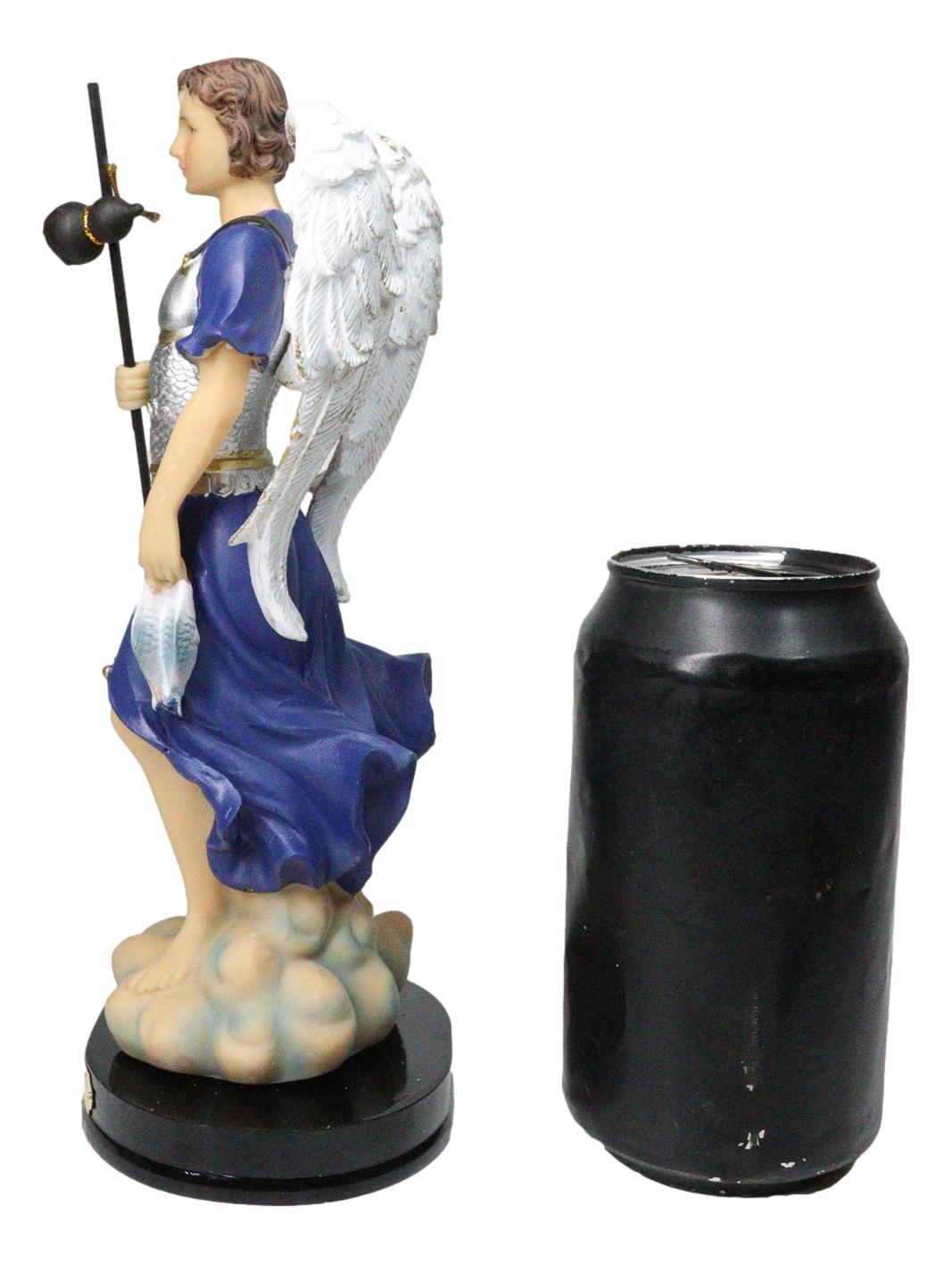 Archangel Saint Raphael Holding Staff And Fish Statue With Name Base 8"H Series