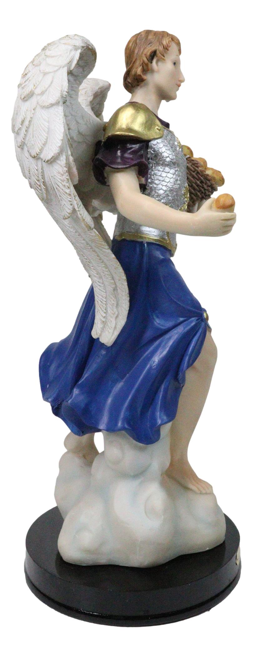 Archangel Saint Barachiel Carrying Bread Basket Christian Figurine W/ Base 12"H