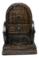 Rustic Western Faux Wooden Carriage Covered Wagon with Turquoise Accent Figurine