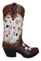 Rustic Western Gambler Casino Poker Cards Dice Cowboy Boot Vase Planter Figurine