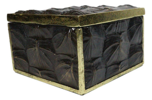 Faux Turtle Shell Print With Gold Trim Small Jewelry Trinket Box Figurine 5" L
