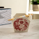 Dragon And Phoenix Feng Shui Takeout To Go Box Serving Bowl With Chopsticks Set