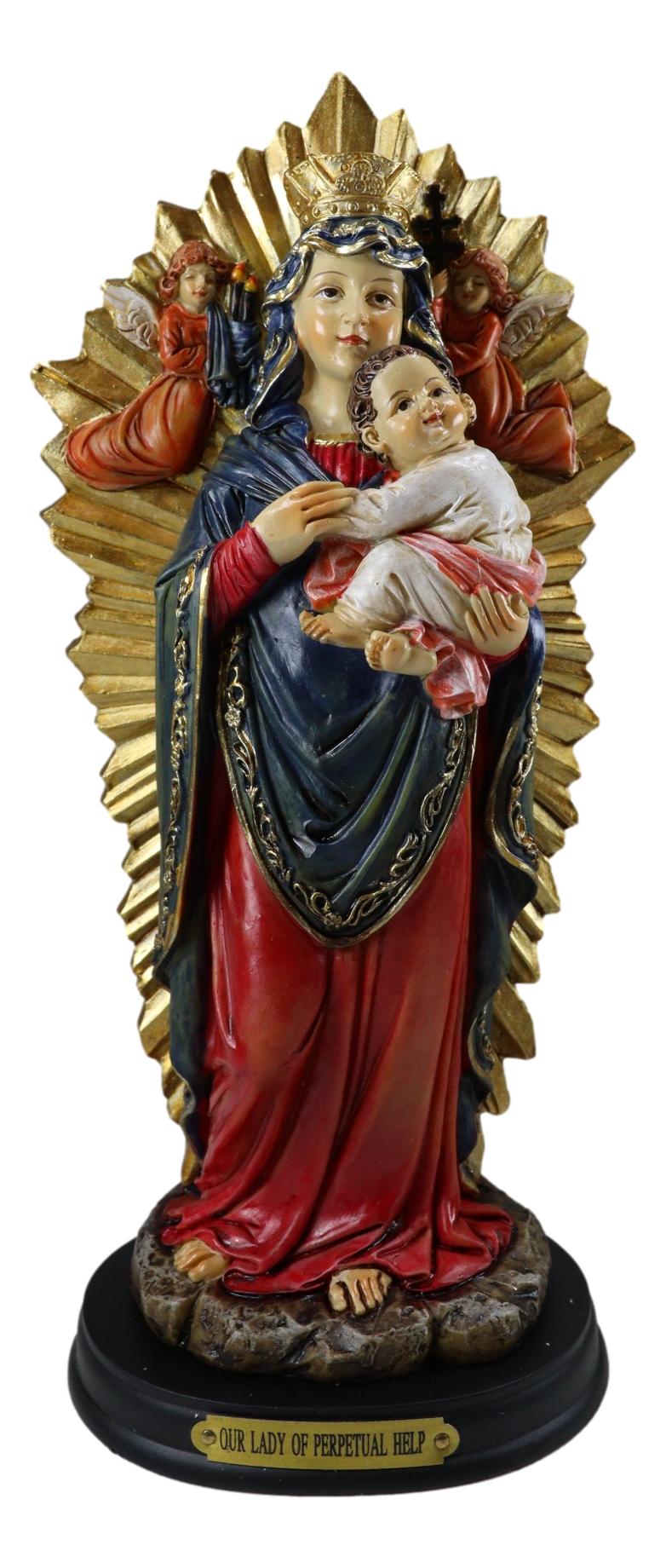Our Lady of Perpetual Help Mother Mary With Baby Jesus Angels Catholic Figurine