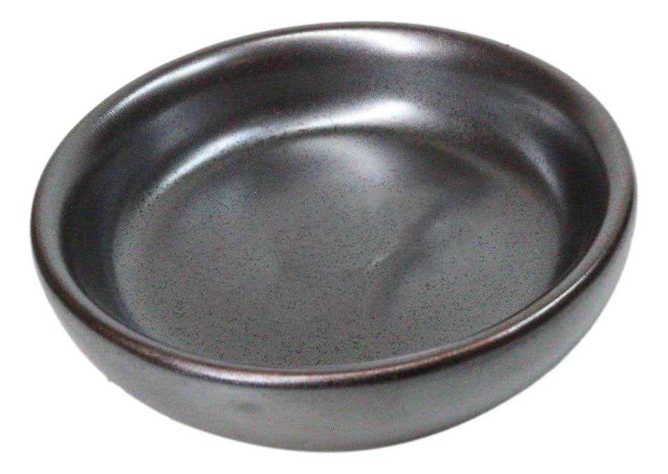 Pack Of 6 Ceramic Tetsu Kesho Black Soy Sauce Oil Condiment Round Dishes Bowls