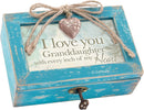 I Love You Granddaughter Locket Heart Teal Wood Musical Trinket Box 4"X6"