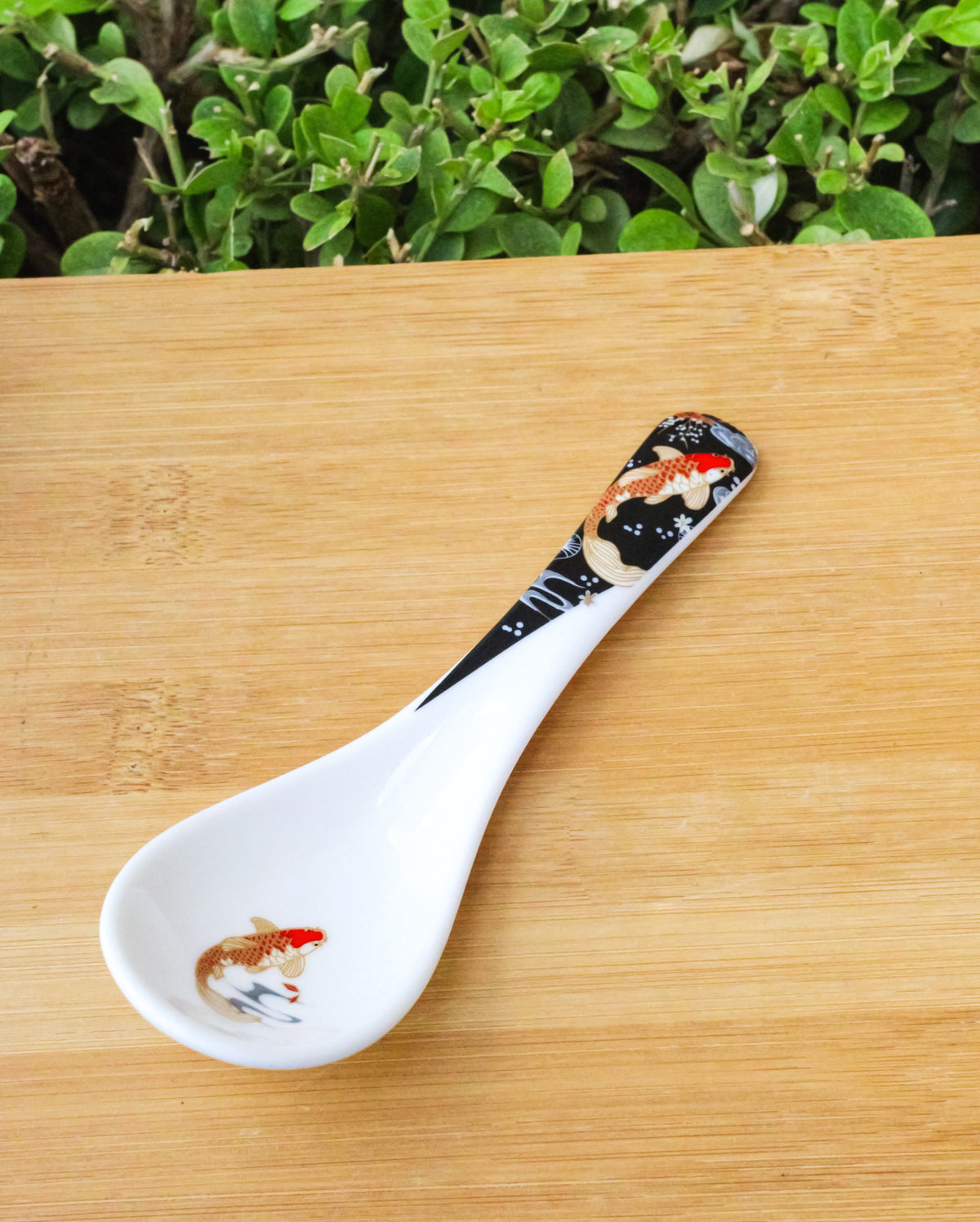 Set of 6 Japanese Koi Fish Porcelain Asian Soup Spoons Japanese Ramen Pho Wonton